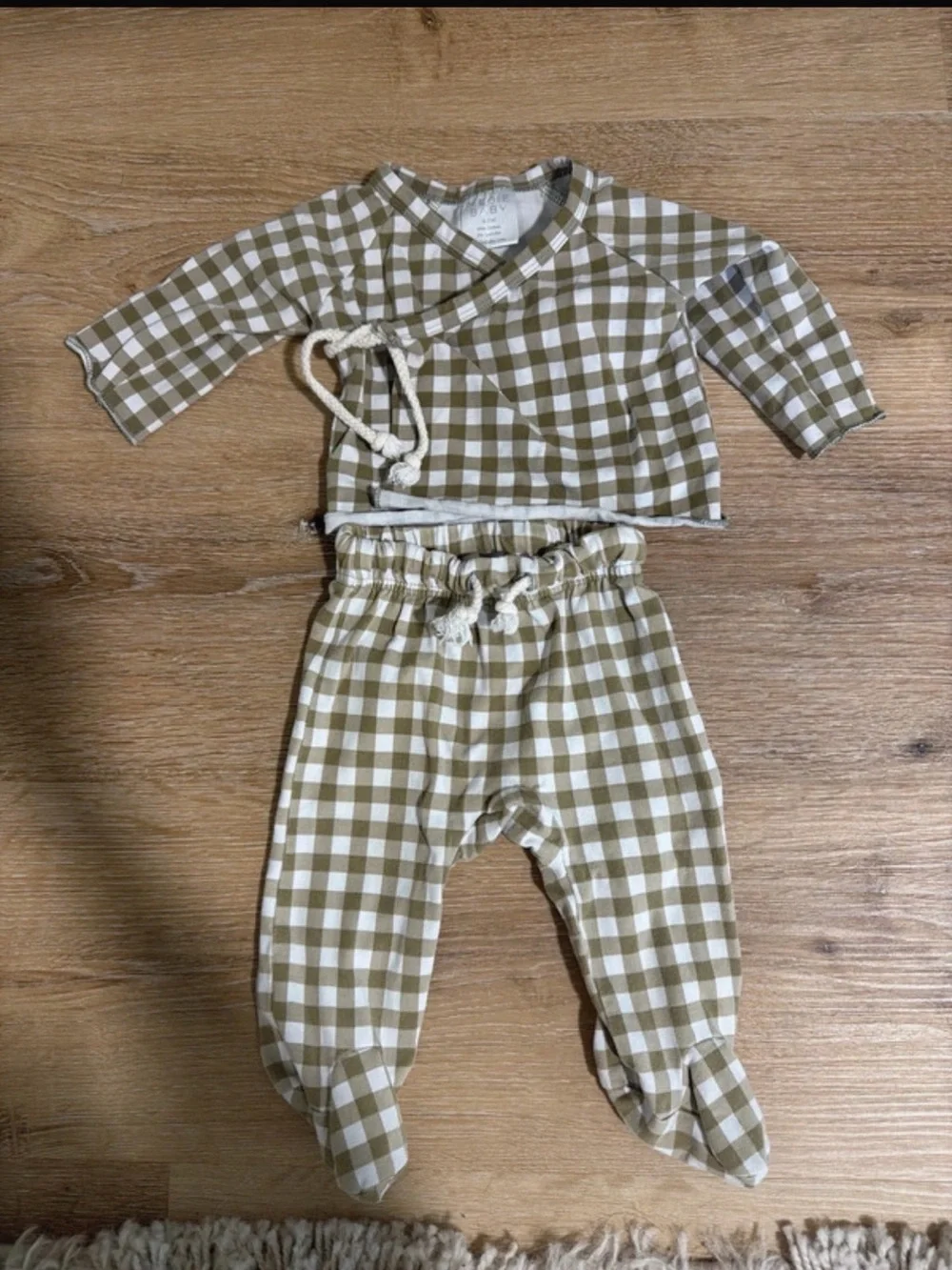 Gingham Wrap-Top Baby Pajama Set